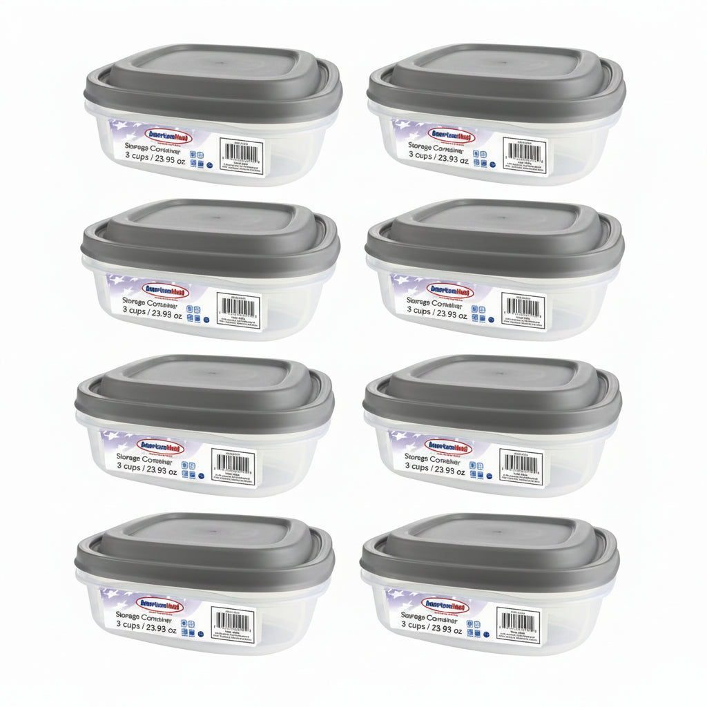8-Pack 3-Cup Square Storage Container