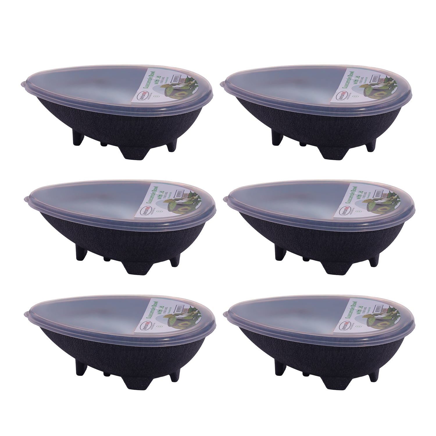 6-Pack Small Guacamole Bowls with Lids - (13 OZ/ 0.38L)