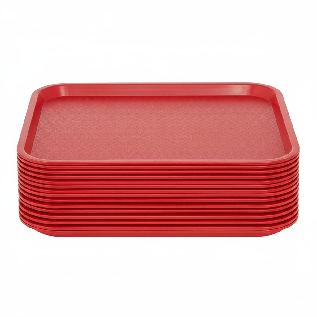 12-Pack Medium Plastic Serving Trays - 12" x 16"