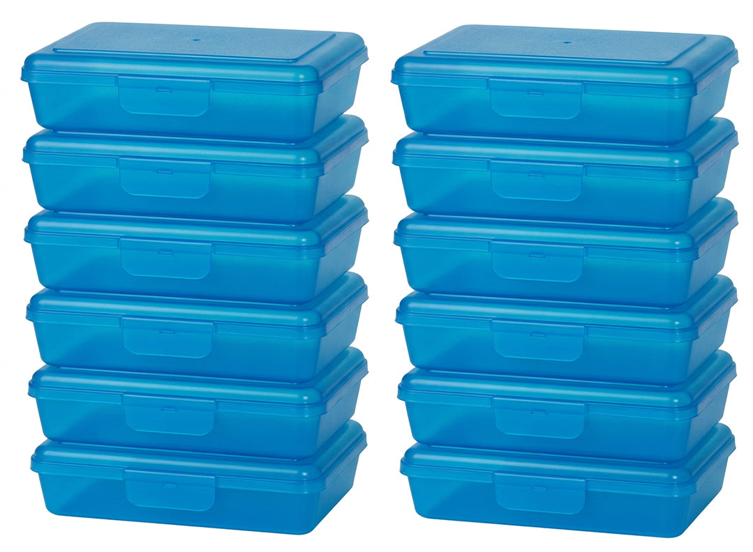 12-Pack Pencil Box with Attached Snap Lid