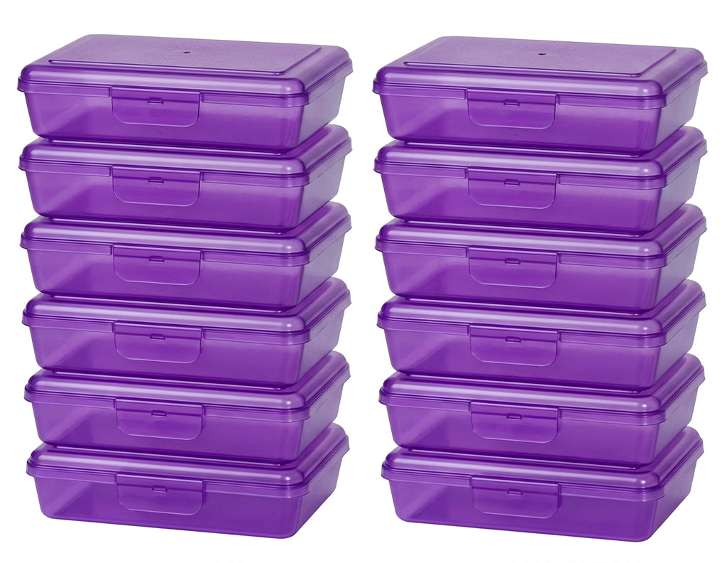 12-Pack Pencil Box with Attached Snap Lid